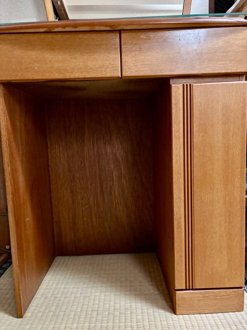 木製シンプルドレッサー 鏡付き