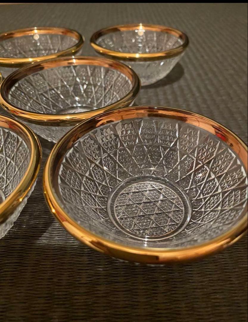 珍味入れ　金付切子柄珍味入れ10客