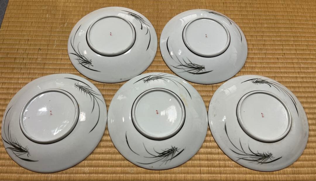 九谷焼 平皿 大鉢 大皿（骨董品・古美術）　日本昔話　5枚セット　共箱　送料無料
