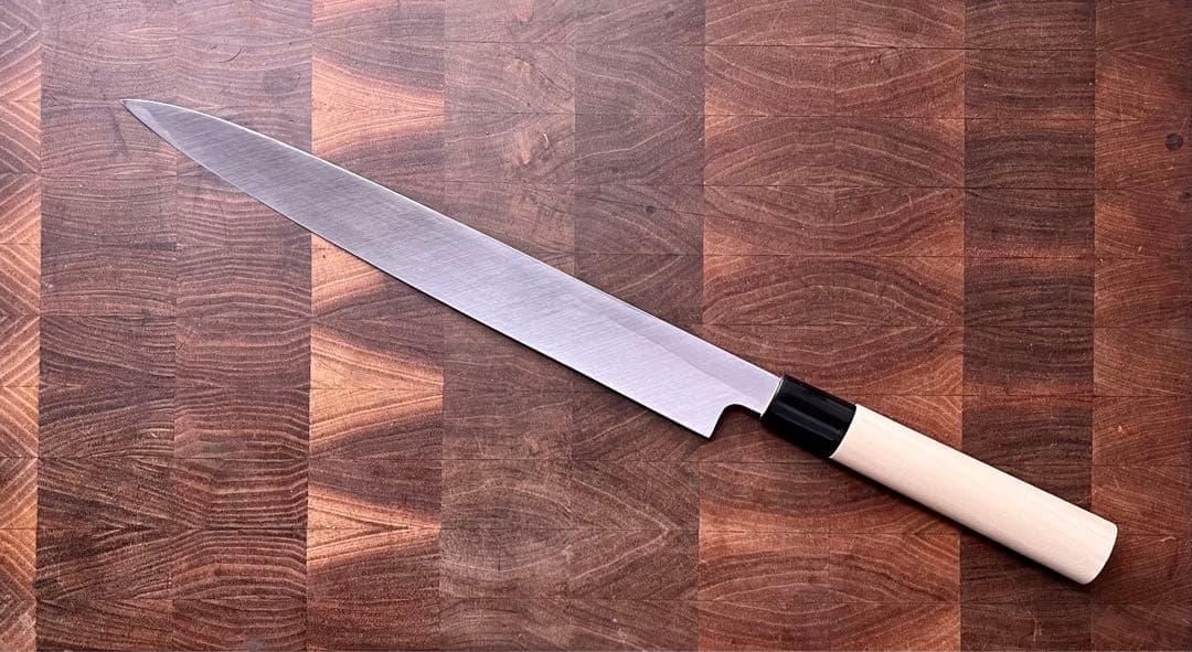 中川打刃物　柳刃　9寸　270mm 包丁　白鋼　霞　刺身　和包丁