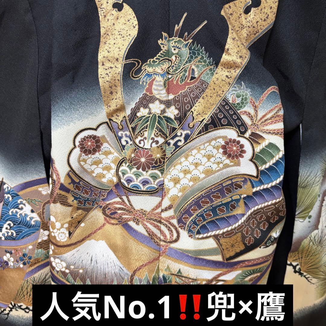 七五三 五歳‼️美品‼️黒地 豪華男の子 龍兜完全️フルセット‼️お家から揃え無 逸品‼️
