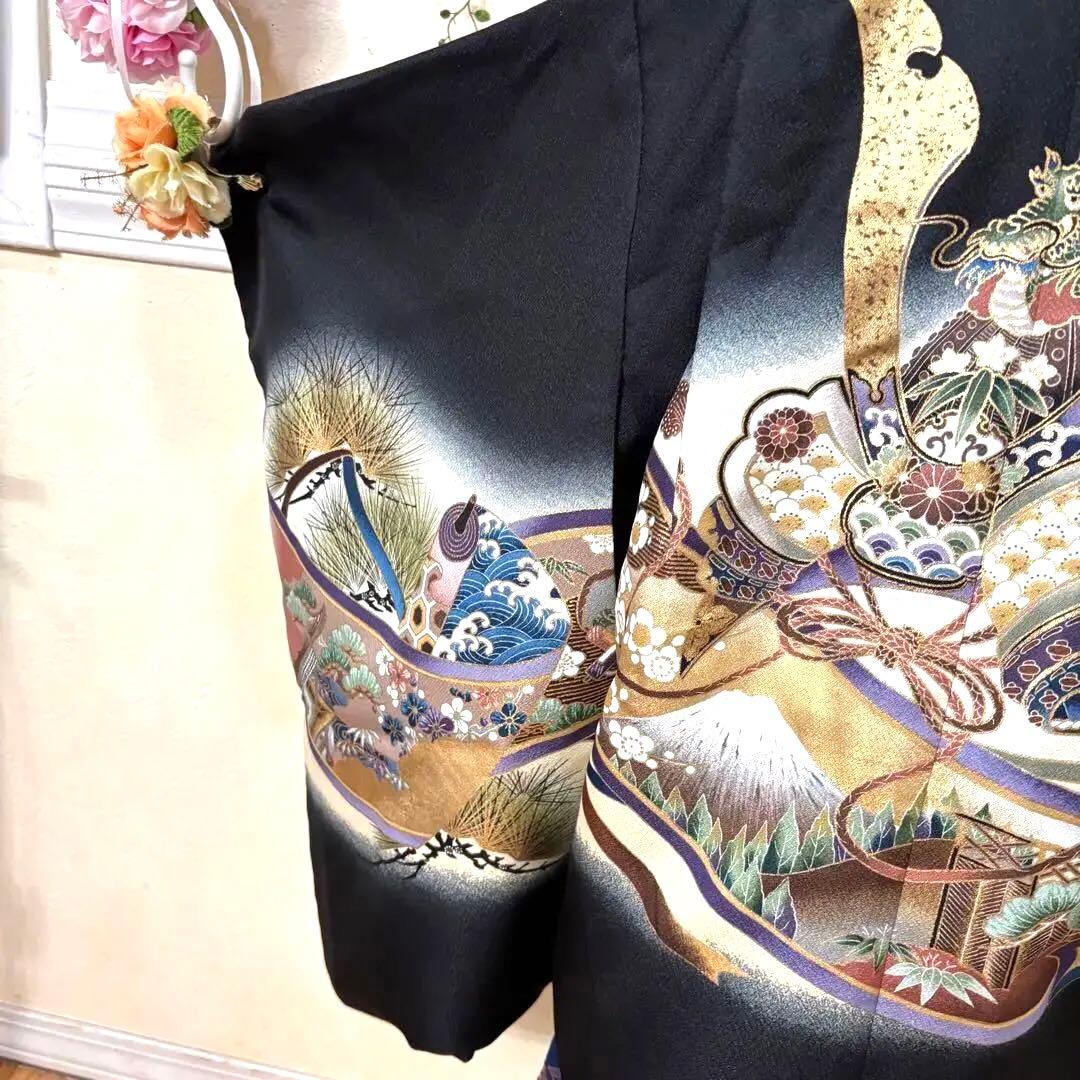 七五三 五歳‼️美品‼️黒地 豪華男の子 龍兜完全️フルセット‼️お家から揃え無 逸品‼️