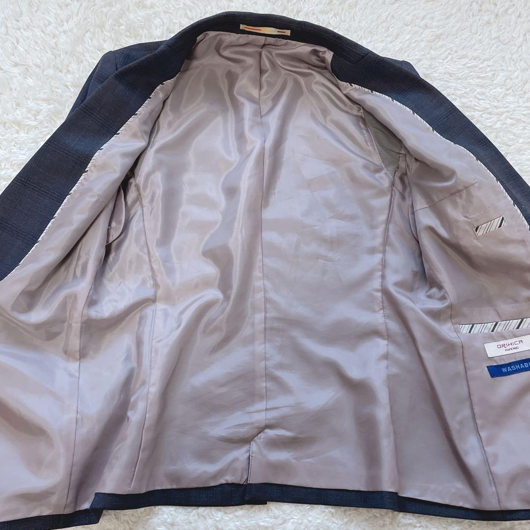 オリヒカ ストレッチ ワンボタン パンツスーツ チェック柄 洗濯可