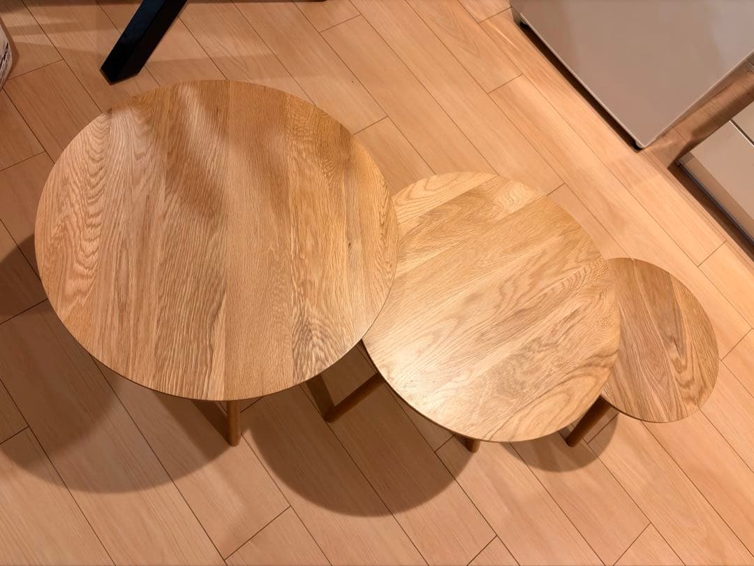 ニトリ ネストテーブル(オーク2 LBR 3個セット)