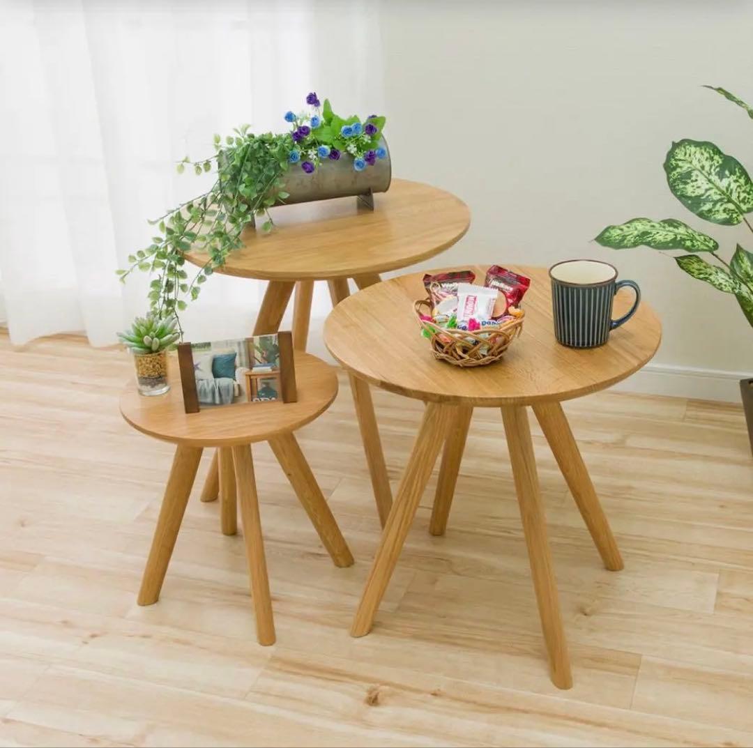 ニトリ ネストテーブル(オーク2 LBR 3個セット)