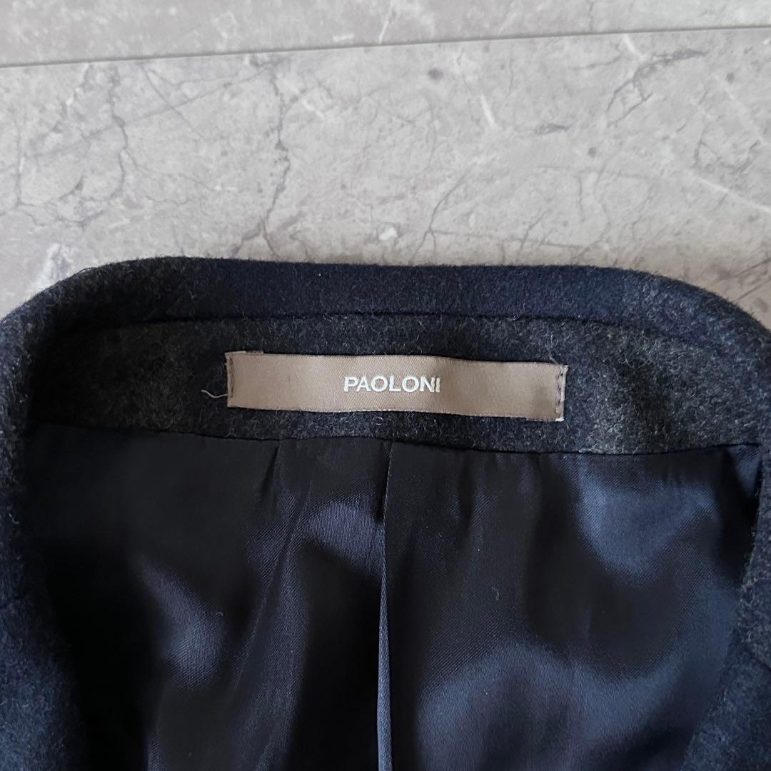 PAOLONI パオローニ チェック柄 ウールメルトン チェスターコート L