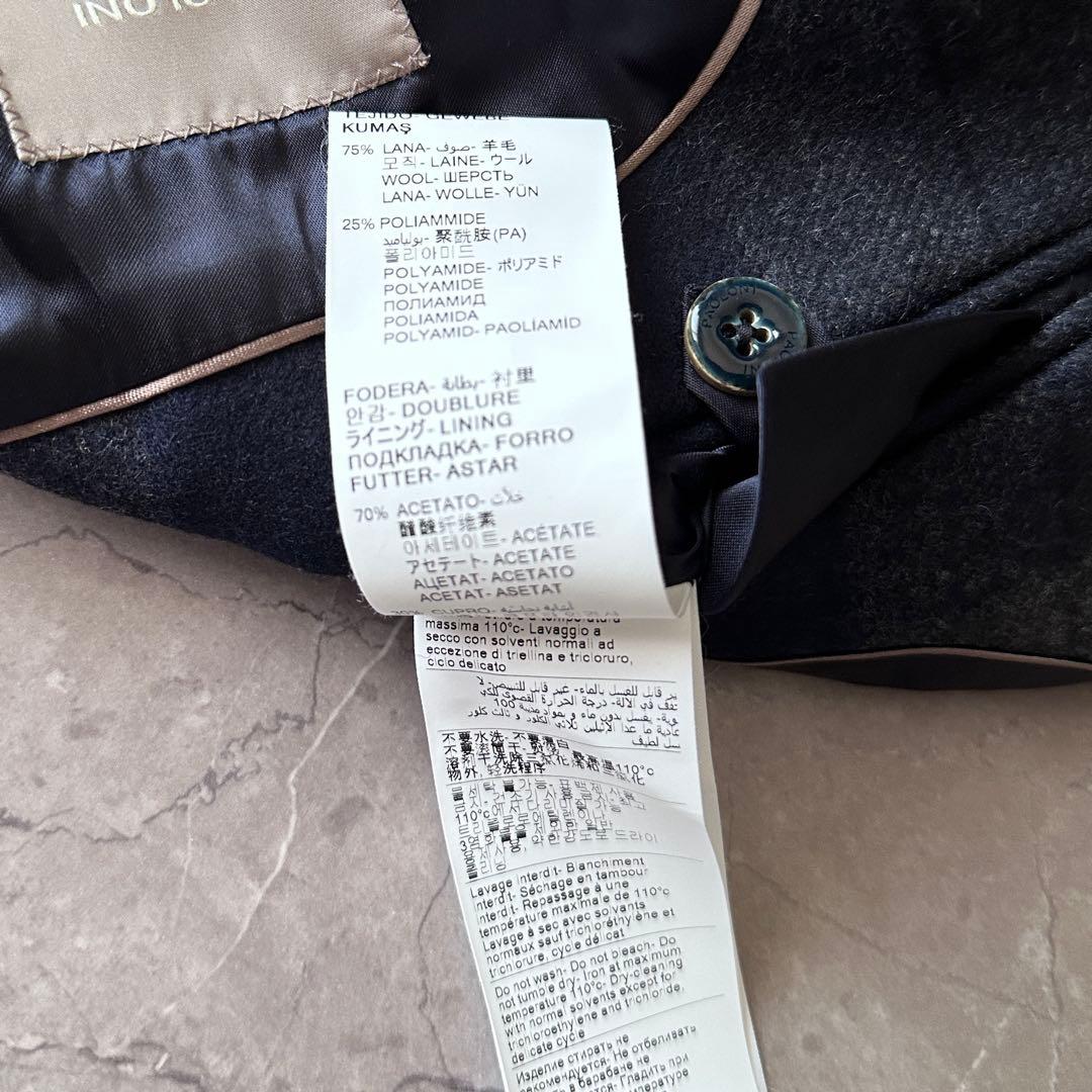 PAOLONI パオローニ チェック柄 ウールメルトン チェスターコート L