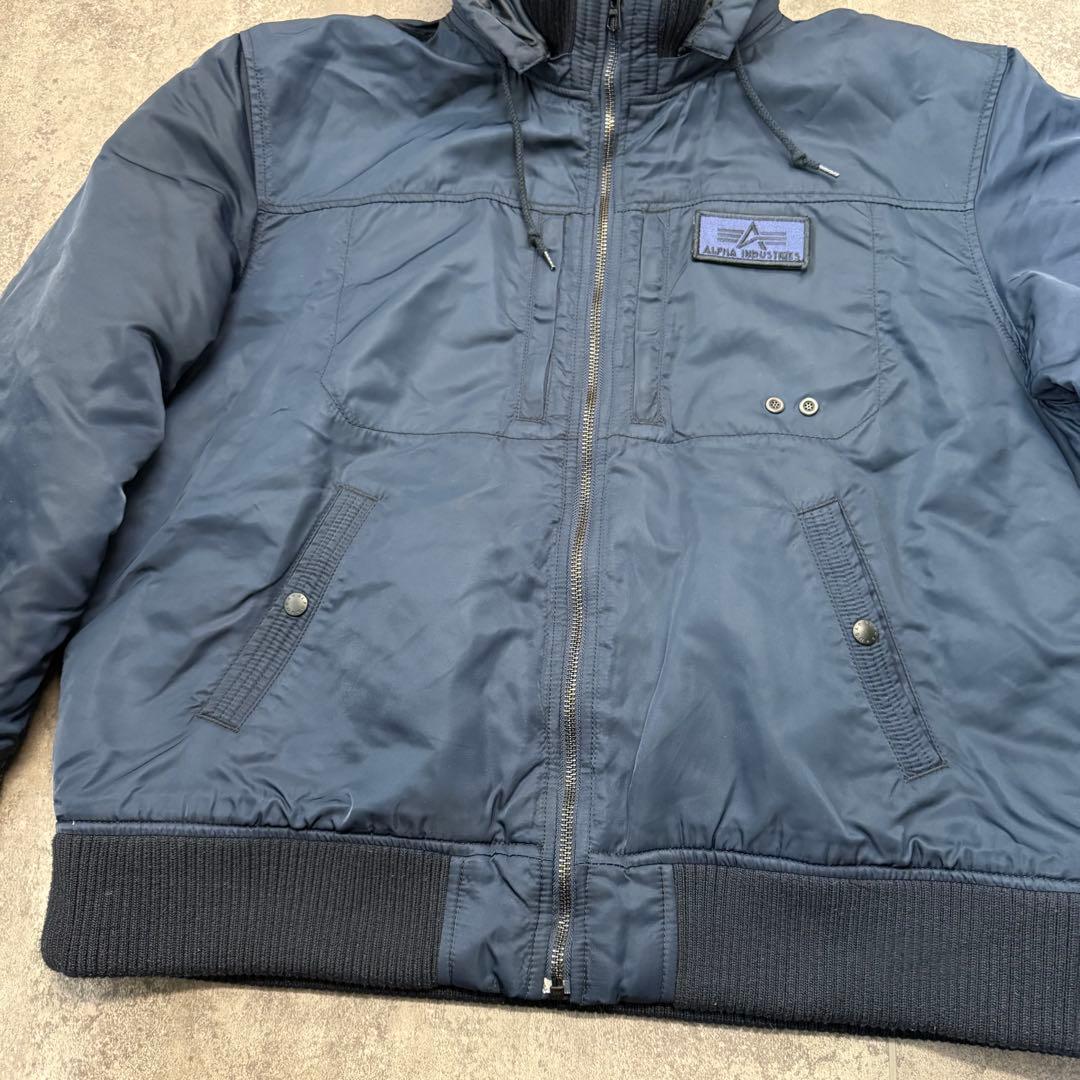 ALPHA アルファ フーデッド リブジャケット ネイビー