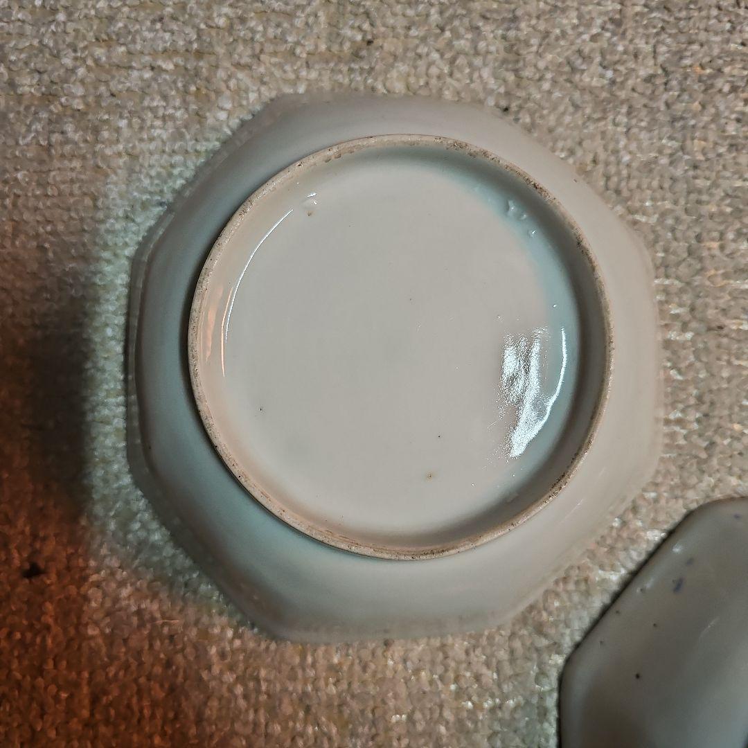 江戸後期 古伊万里 染付八角麒麟鉢 5客