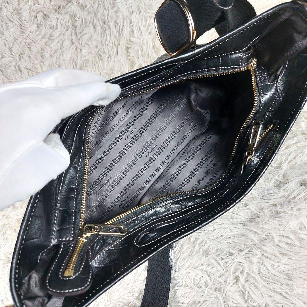 未使用級 aniary クロコ型押し レザー ボディバッグ ショルダーバッグ 黒