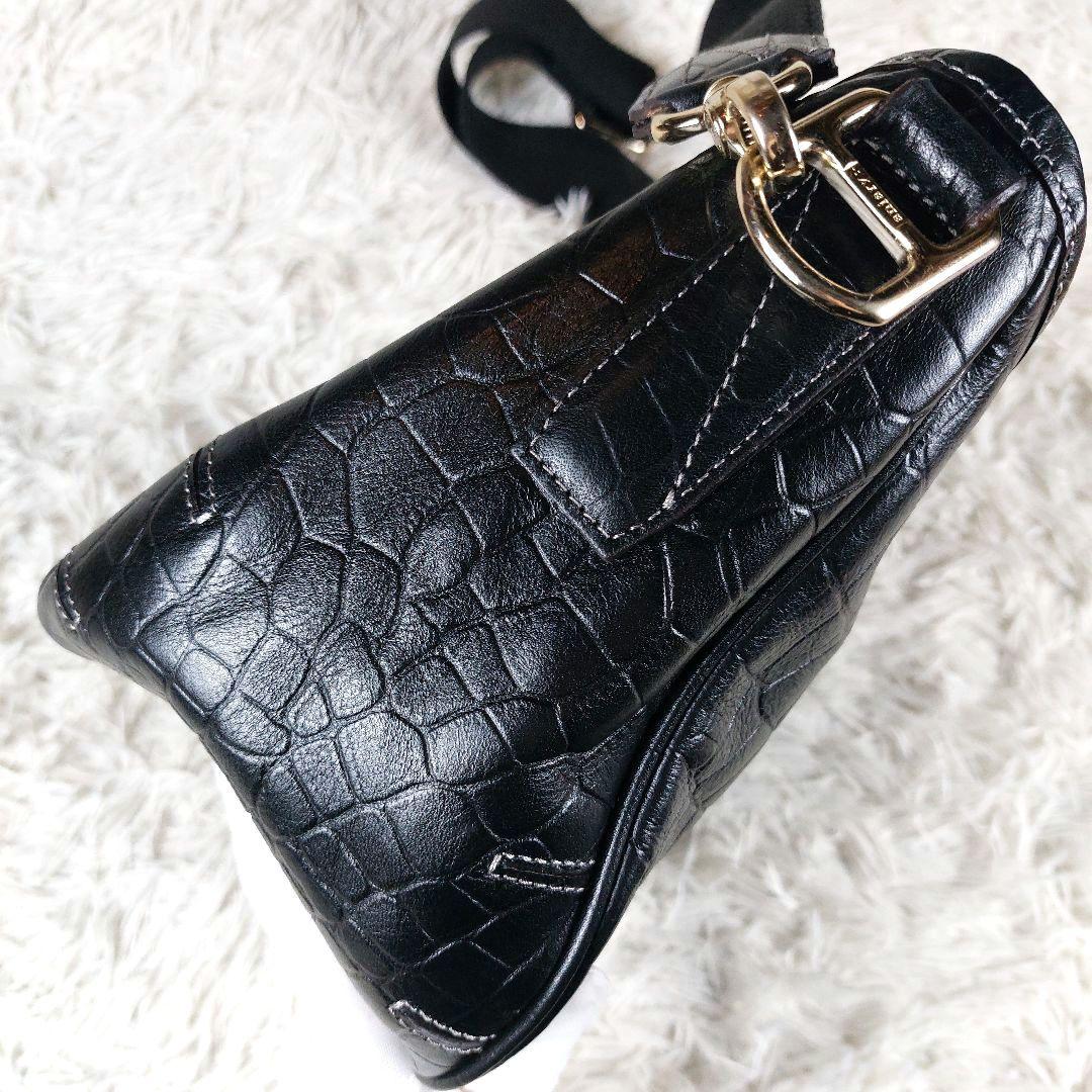 未使用級 aniary クロコ型押し レザー ボディバッグ ショルダーバッグ 黒