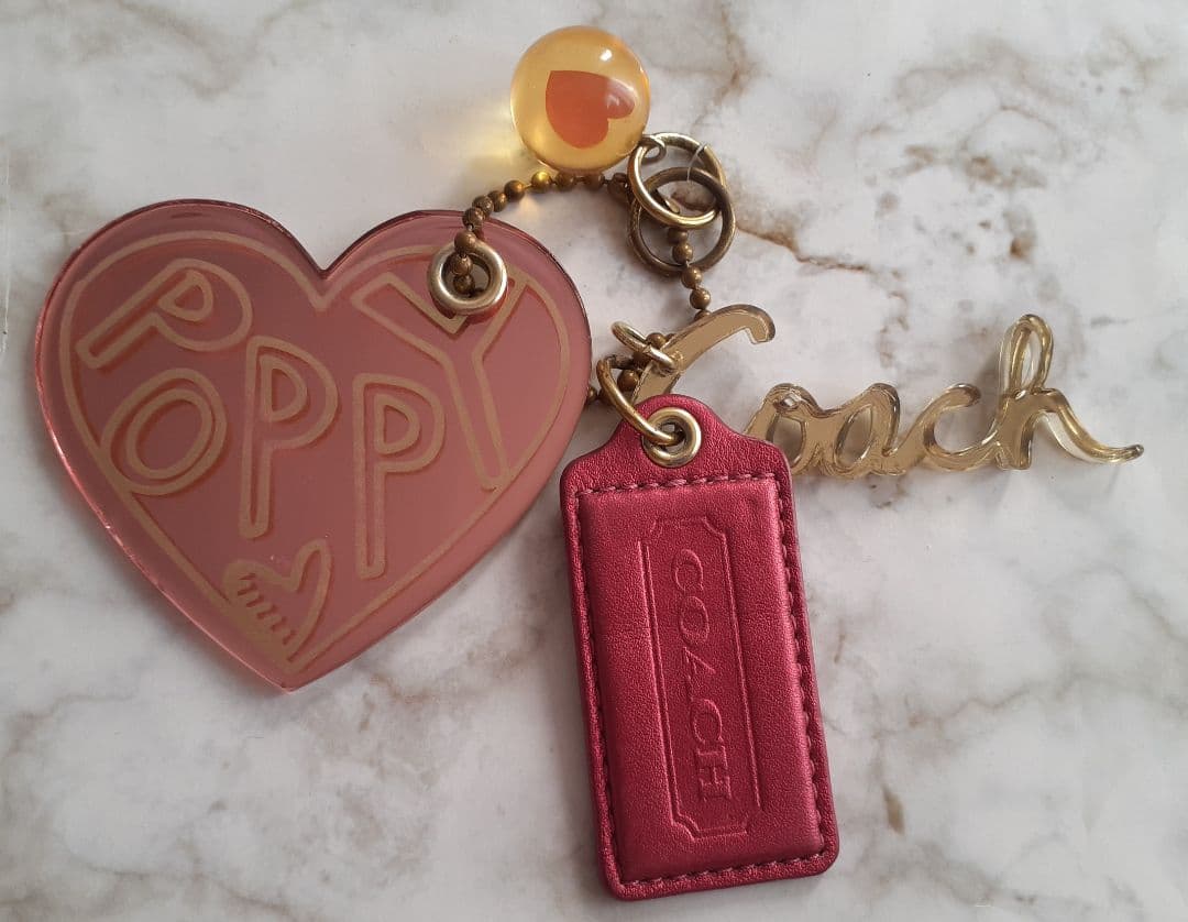 【正規品】COACH コーチ コーチポピー チャーム ピンク ハート