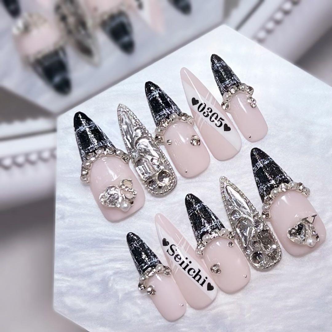 31日着♥ ネイルチップ 量産型 オタク オーダー 推し活グッズ ヲタク ハート