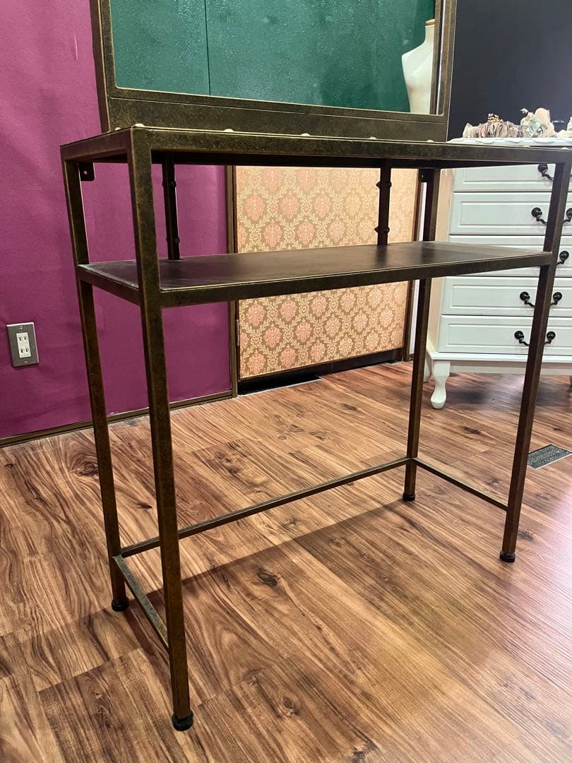 アイアンドレッサー ミラー 鏡 アンティークゴールド 鏡台