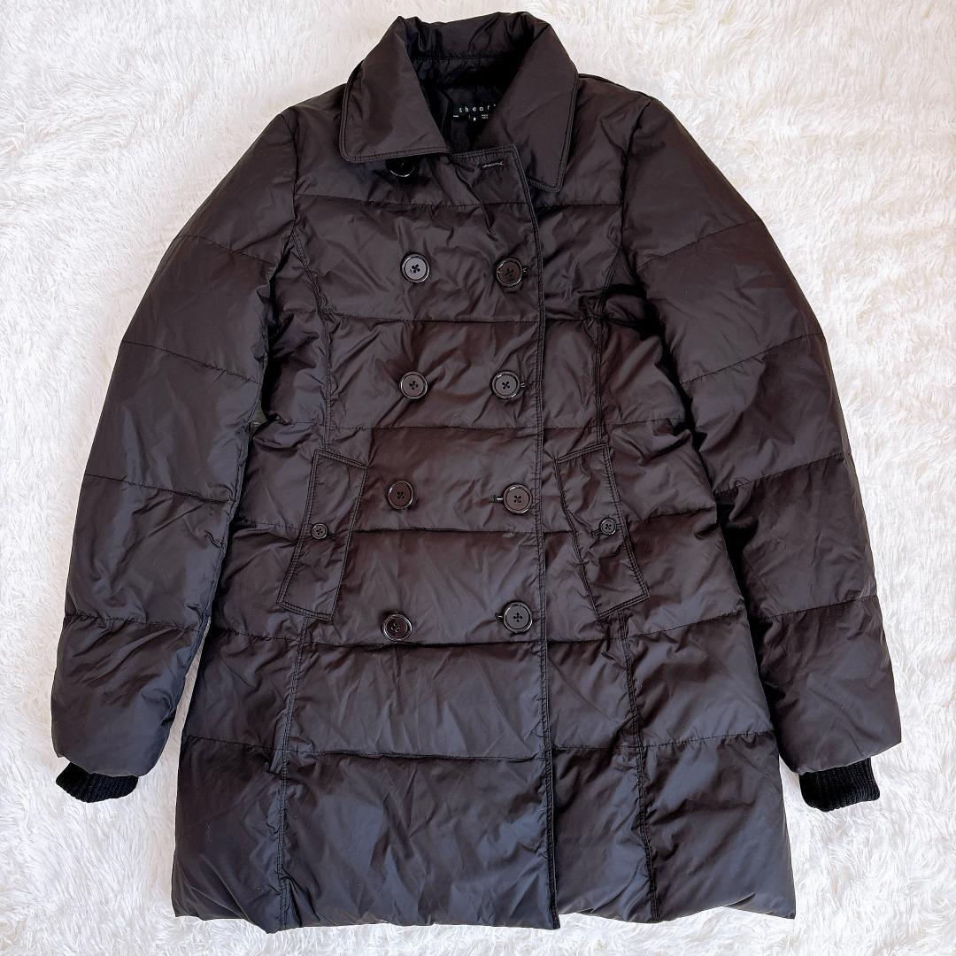 【新品タグ付】Theory ダブルブレストダウンコート S 黒 ウエストシェイプ