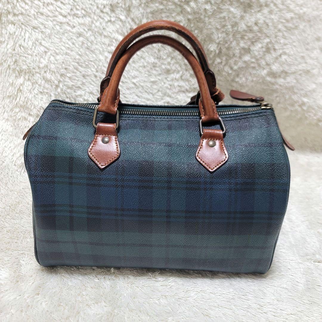 ポロ ラルフローレン ミニ ボストンバッグ チェック 馬毛ブラシ付　ハンドバッグ