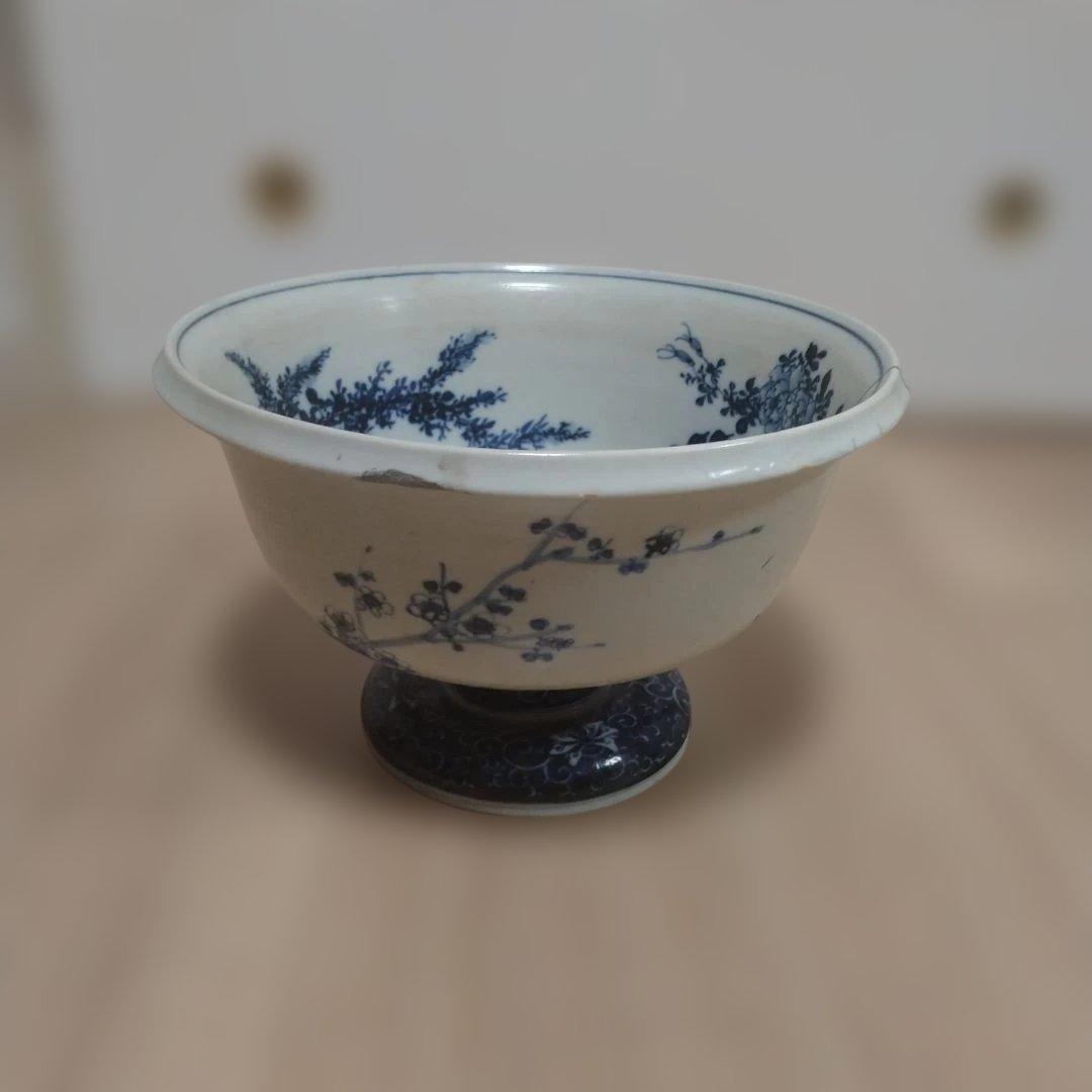 染付 呉須 盃洗 金魚鉢 牡丹 水仙 菊 梅 花
