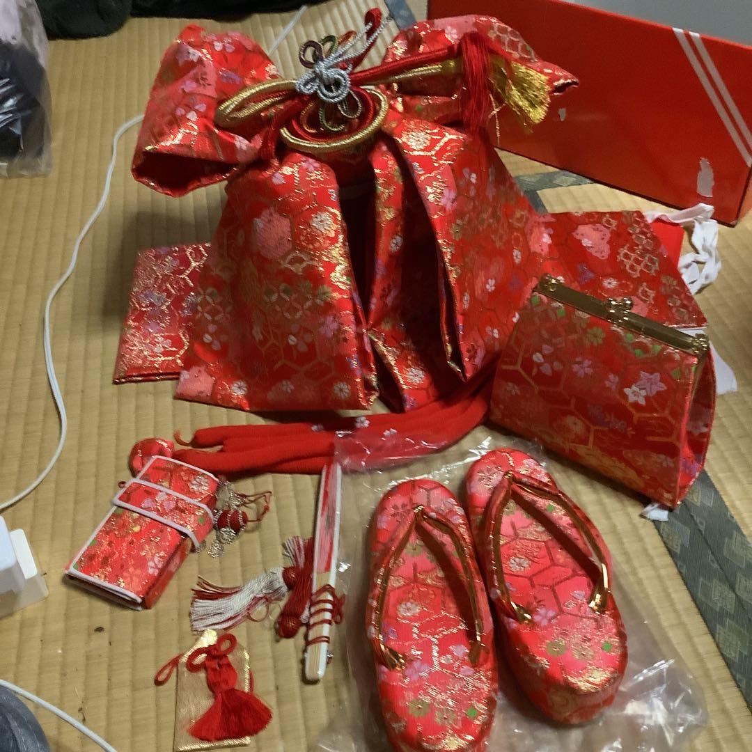 帯幅18、5センチ　草履20、5センチ作り帯筥迫セット七歳七五三