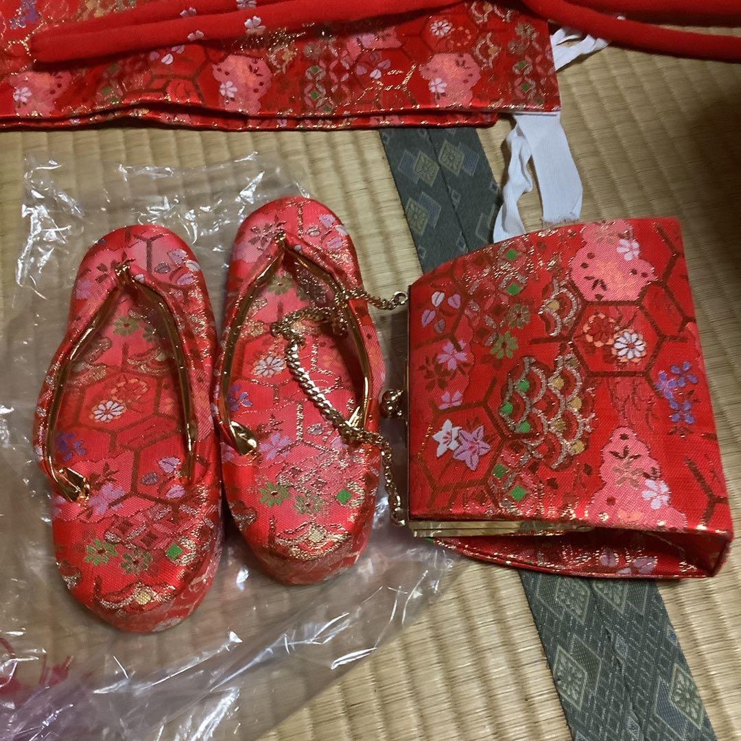 帯幅18、5センチ　草履20、5センチ作り帯筥迫セット七歳七五三