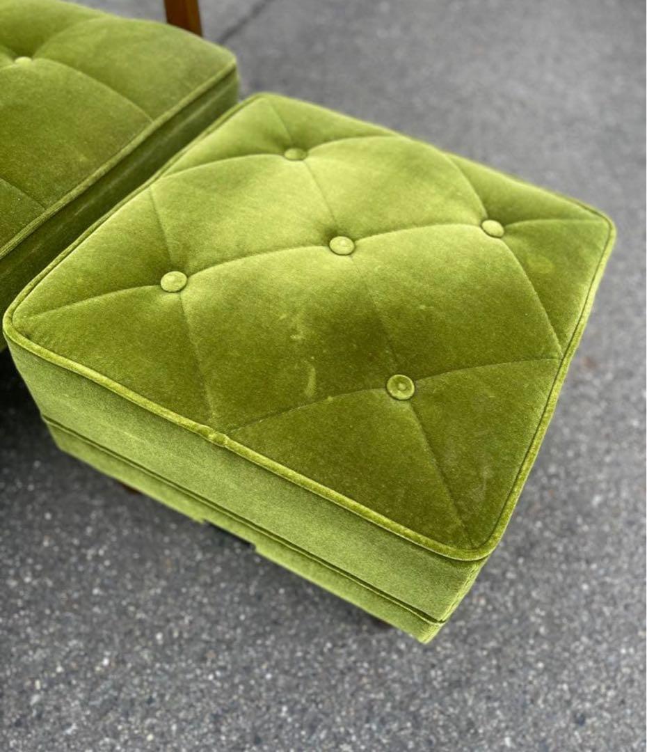 カリモク60 オットマン　モケットグリーン