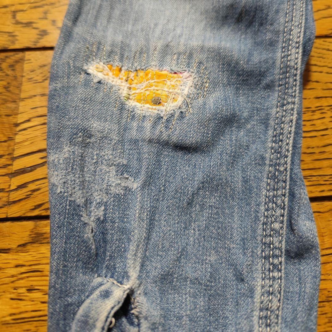 希少 old STUSSY ダメージリペア加工 デニムシャツ 金タグ