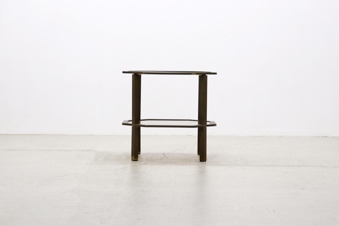 ヴィンテージ クラシカル オクタゴン アイアン ガラス サイドテーブル 花台