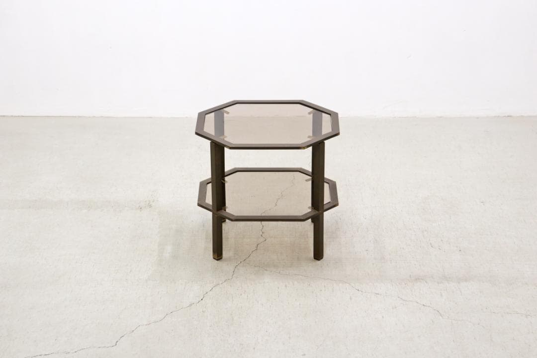 ヴィンテージ クラシカル オクタゴン アイアン ガラス サイドテーブル 花台