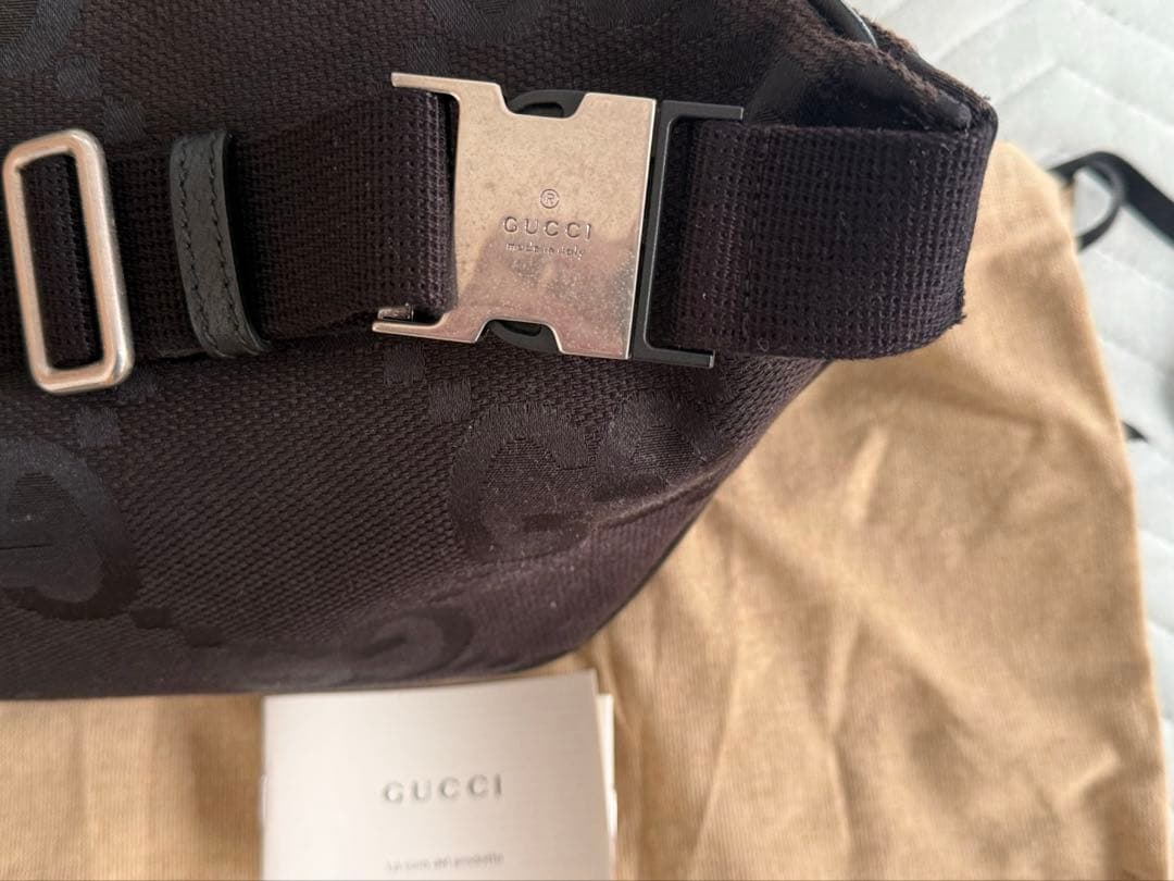 GUCCI グッチ GGキャンバス ボディバッグ ウエストポーチ ブラック