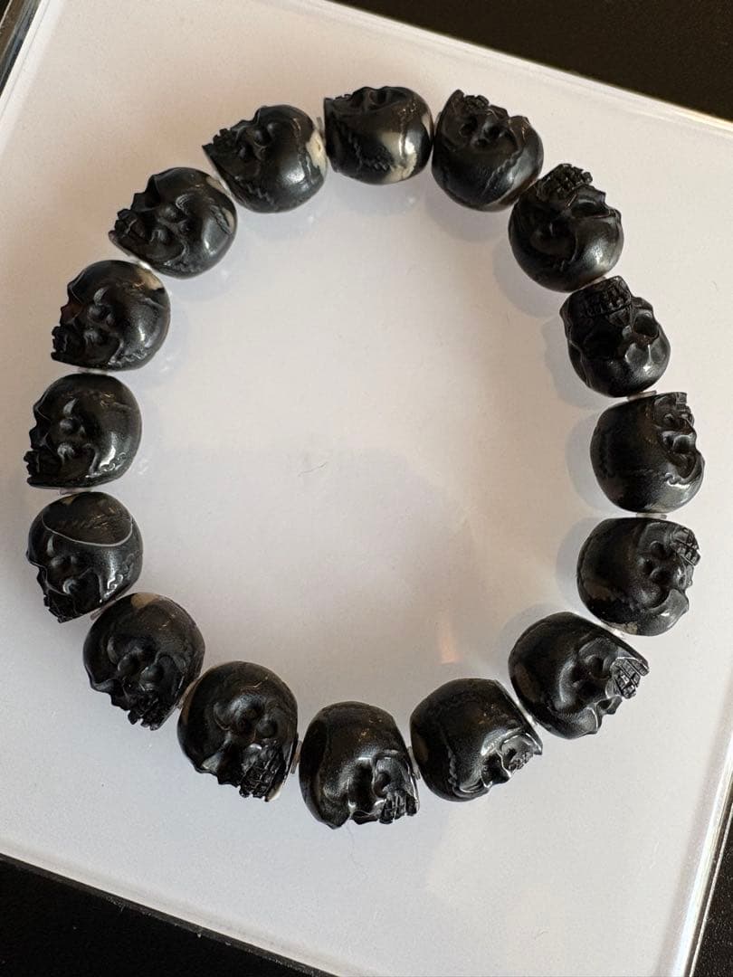✡️ 髑髏　魔・邪気除け ❗️ 希少　すごいパワー❤️ ゴビ瑪瑙　ブレスレット　黒瑪瑙