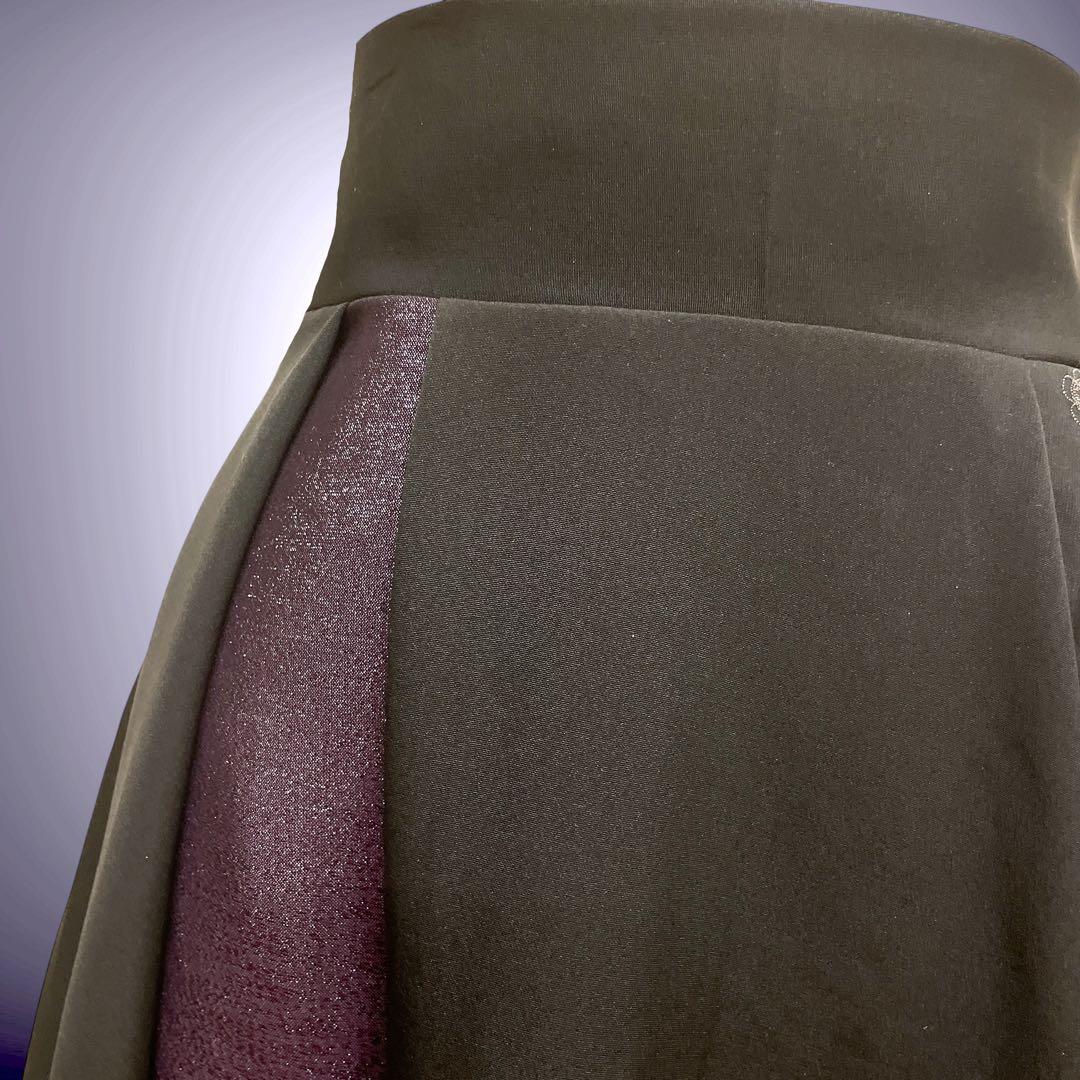 ラメパープル アクセントカラー マキシ丈スカート 着物リメイク B71202