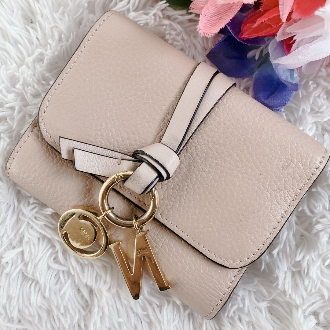 極美品✨ クロエ 折り財布　スモールトリフォールドウォレット　ピンクベージュ