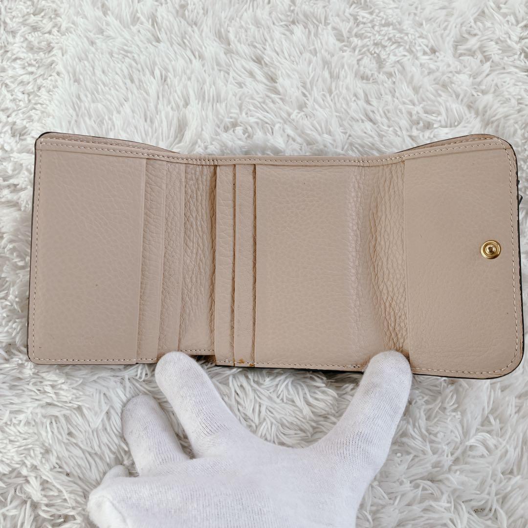 極美品✨ クロエ 折り財布　スモールトリフォールドウォレット　ピンクベージュ