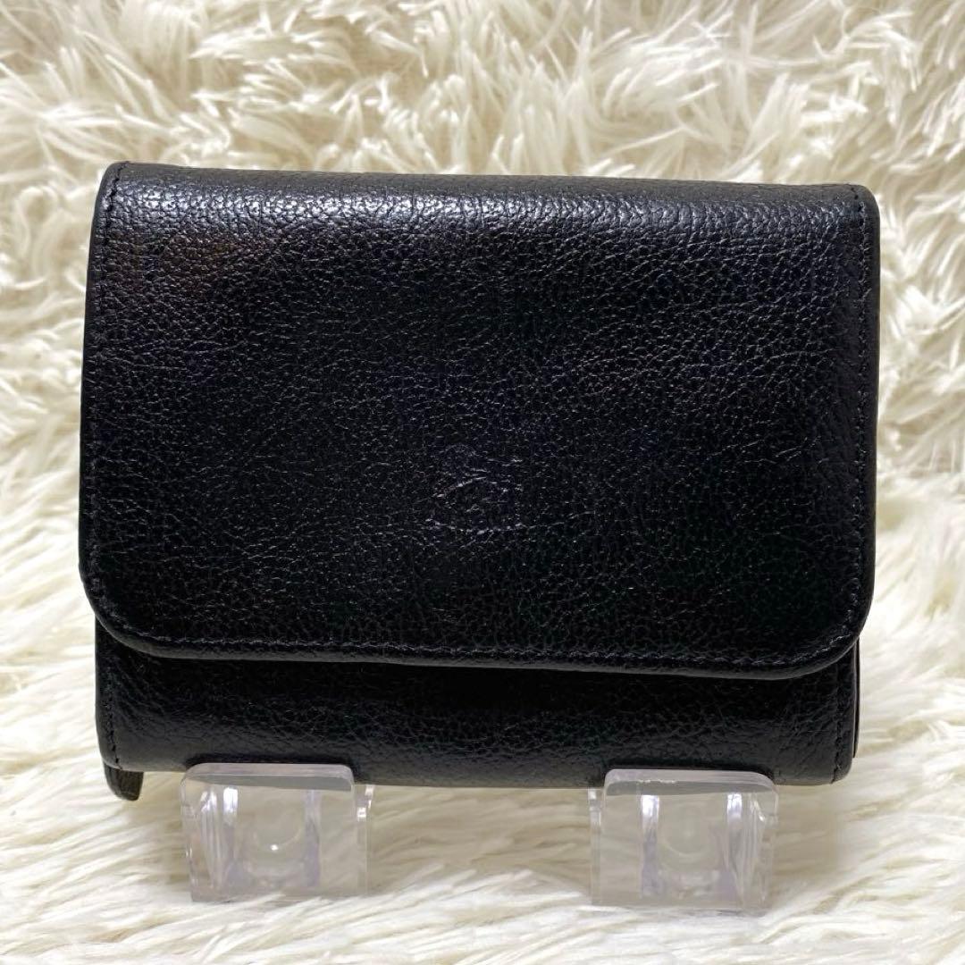 IL BISONTE イルビゾンテ コンパクト 折り財布 2つ折り ブラック