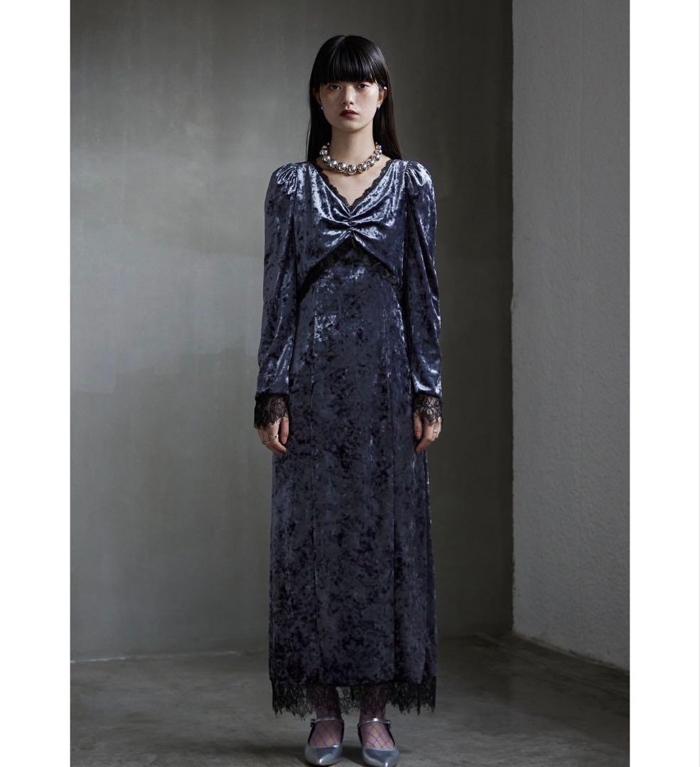 etoll. クラッシュベロアランジェリー風ドレス 最終値下げ