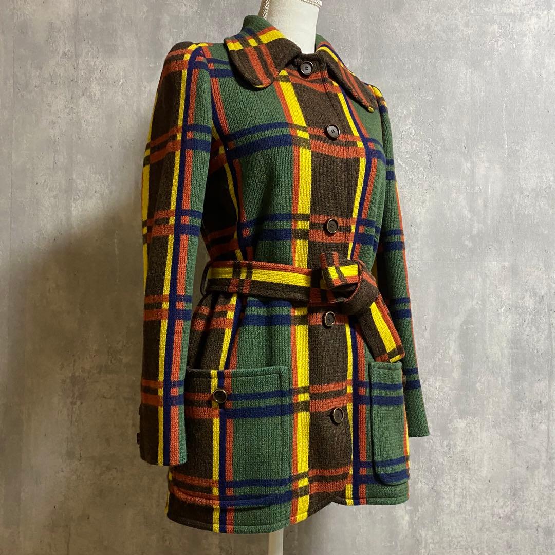 【希少 ヴィンテージ】MISS DIOR タータンチェック ニットコート