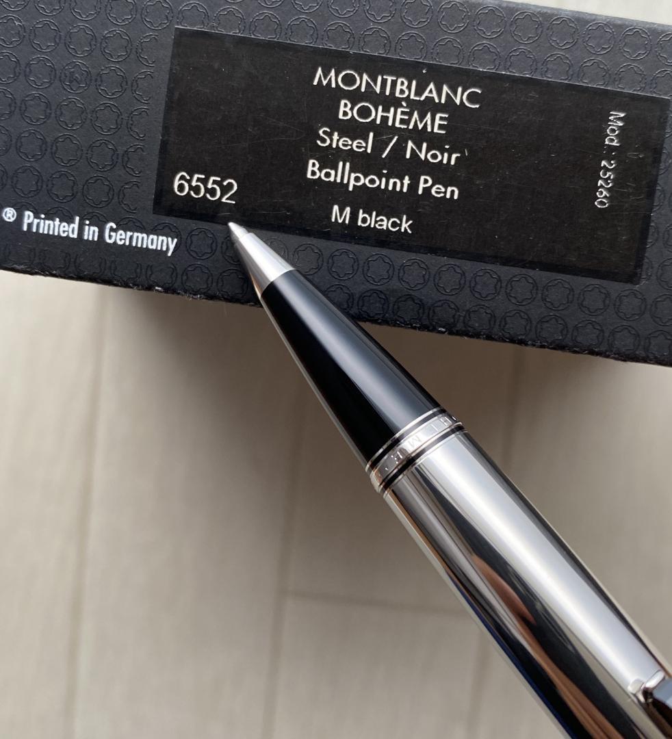 新品同様 モンブラン ボエム フランス製 スチール ノワール ボールペン付属品付