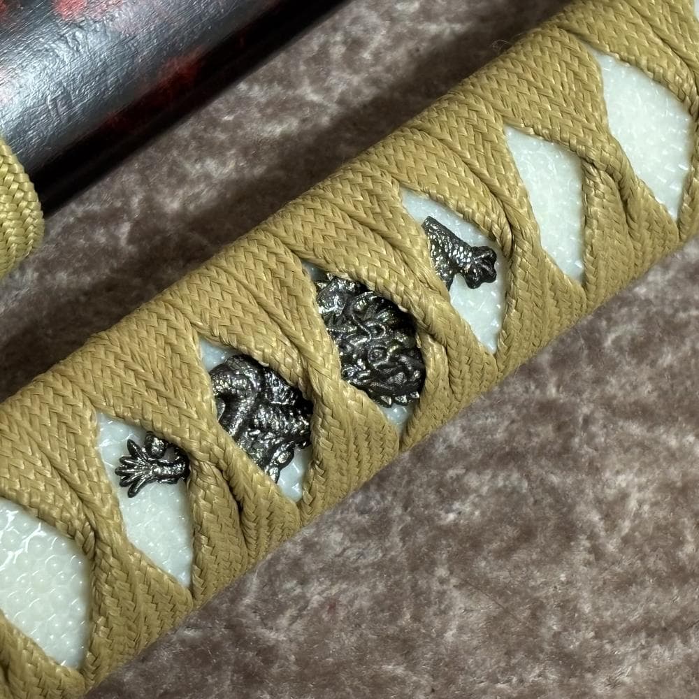 模造刀剣 逆刃刀 大刀 茶糸仕様 雲龍鞘 黒朱乱れ塗り鞘 木製鞘 るろうに剣心