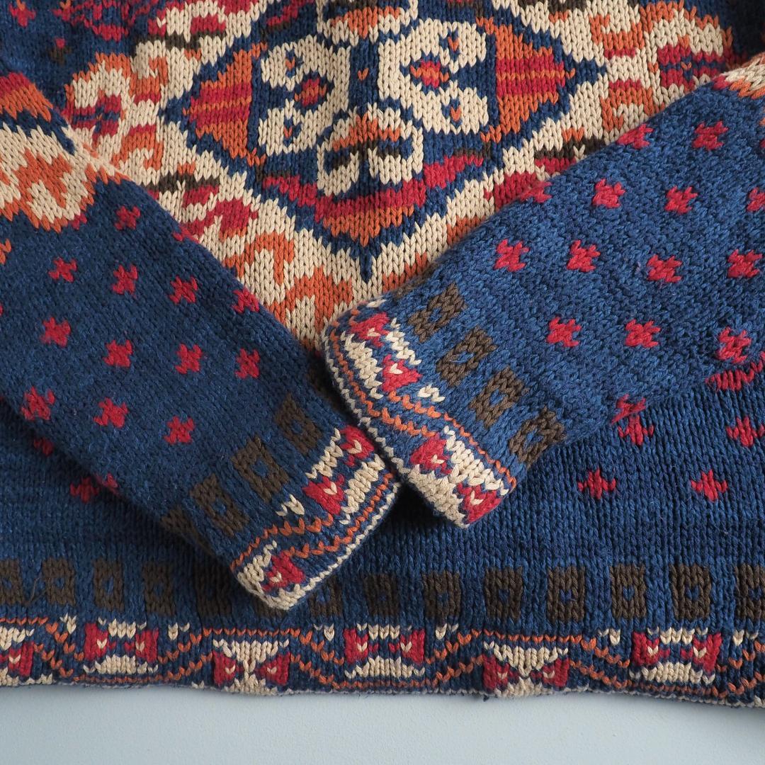 ラルフローレン　カーディガン　ショールカラー　肉厚　ネイティブ柄　美品