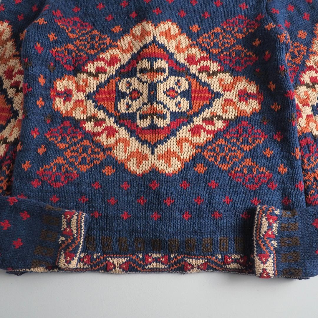 ラルフローレン　カーディガン　ショールカラー　肉厚　ネイティブ柄　美品