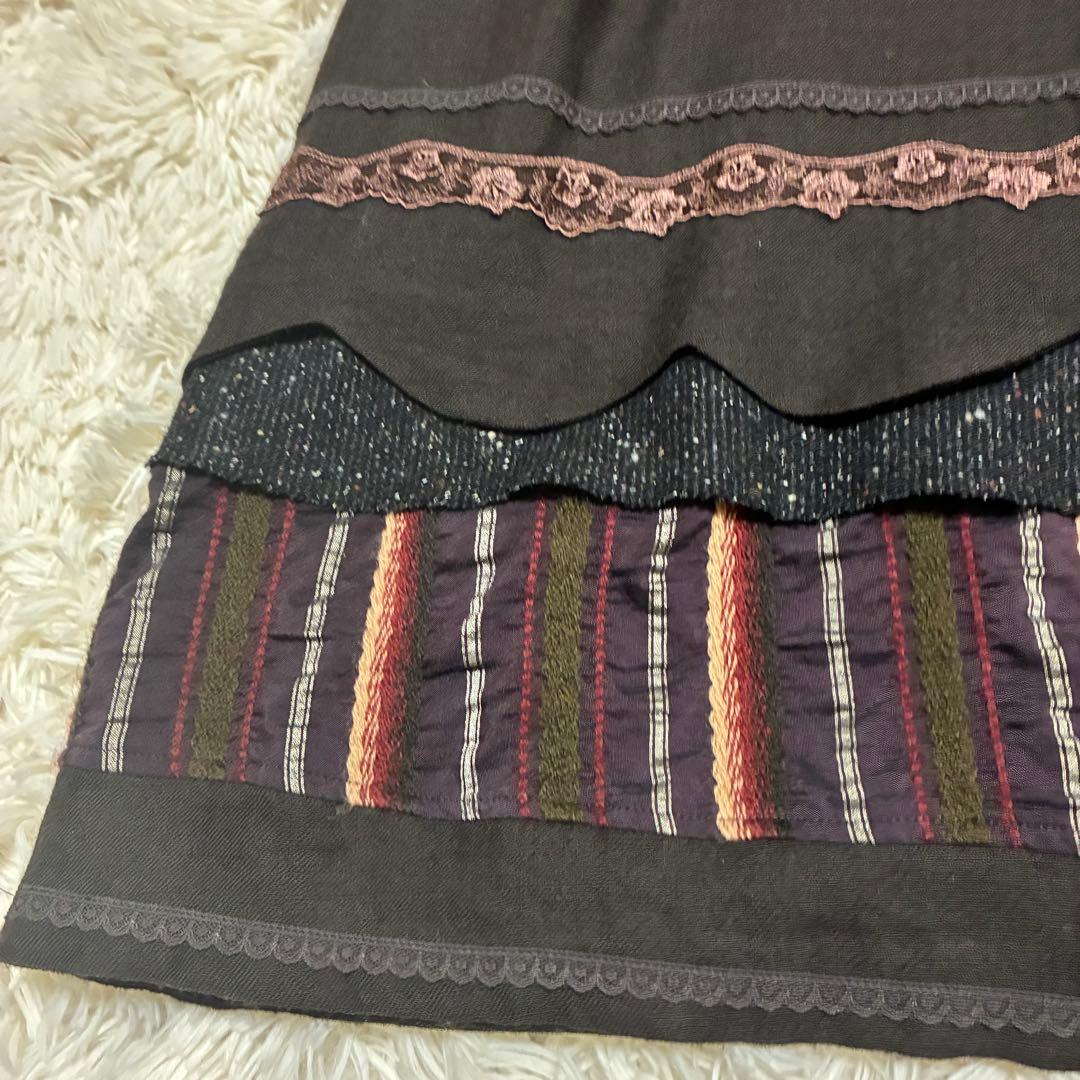 ノンノンドール　ムッシュ榊　異素材切り替え　お花　レース　ジャンバースカート