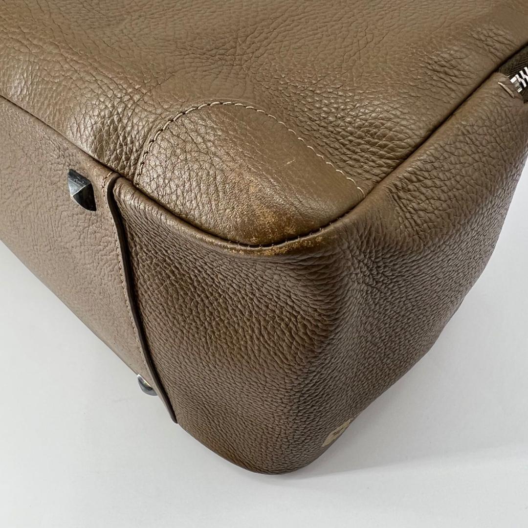 13368ゴールデングース エキパージュシボ革 レザー ボストンバッグ刺繍カーキ