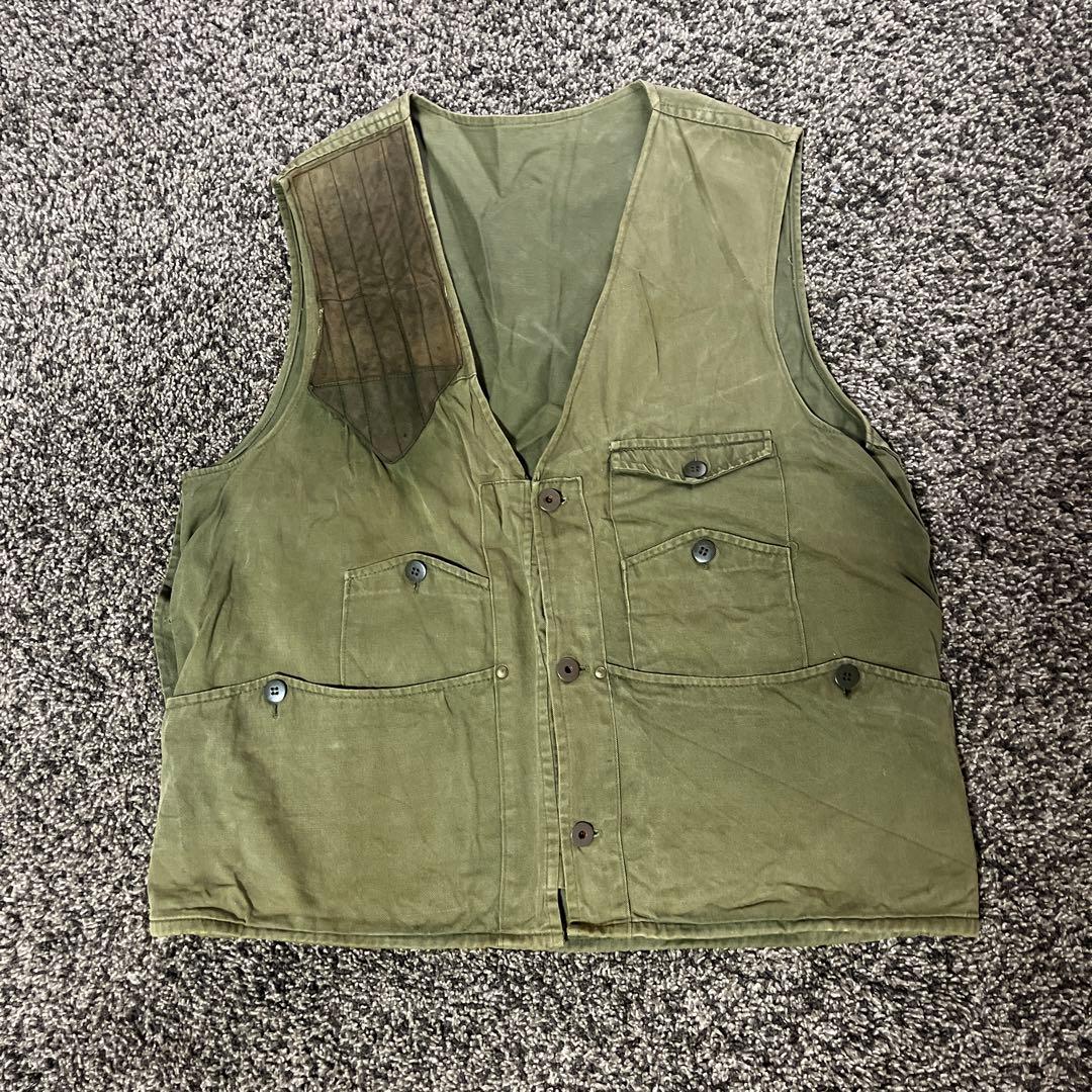 激レア 40s ヴィンテージ ハンティングベスト ユーロ 古着 希少 オリーブ