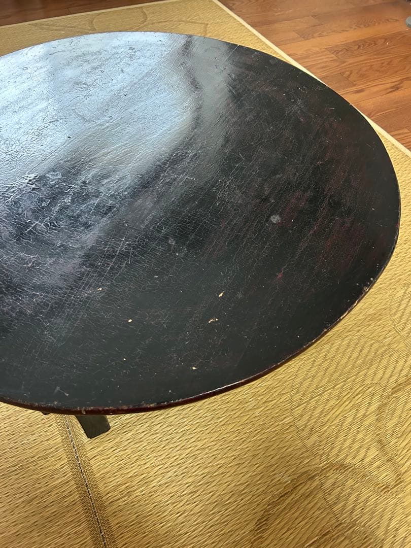 【古民家、和風アンティーク】ちゃぶ台　丸　漆塗り約75cm