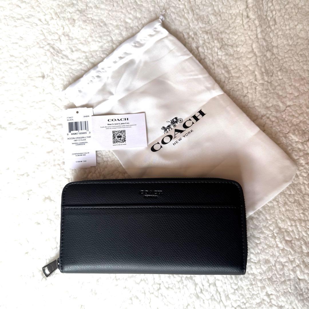 リンク様 COACH メンズ長財布 ブラック F74977