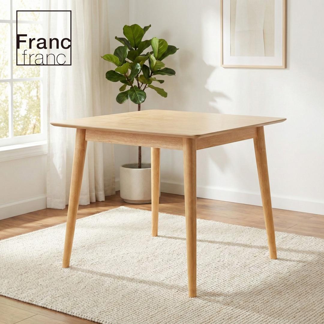 Francfranc ノーム ダイニングテーブル 80cm角 ナチュラル 天然木