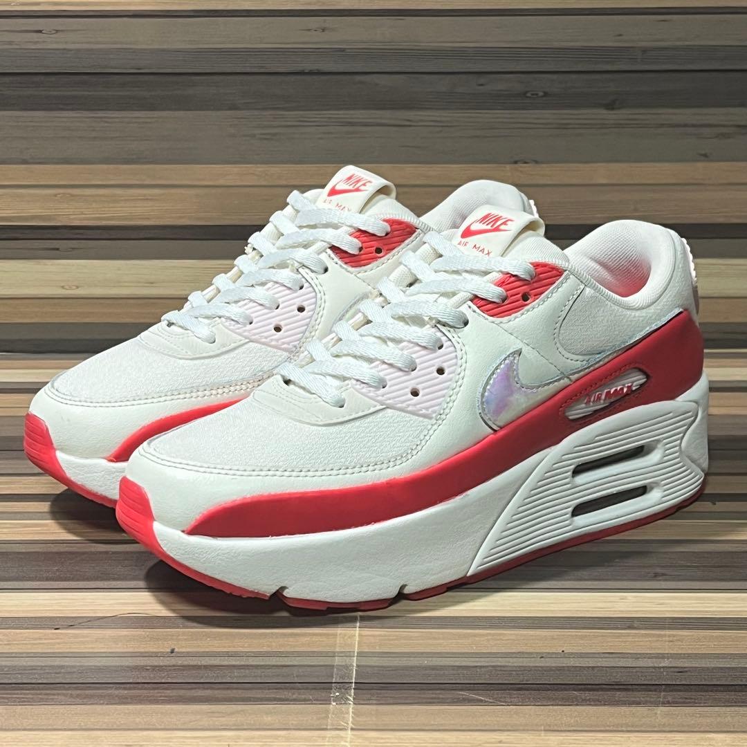 ナイキ エア マックス 90 LV8 厚底 ホワイト レッド 24cm