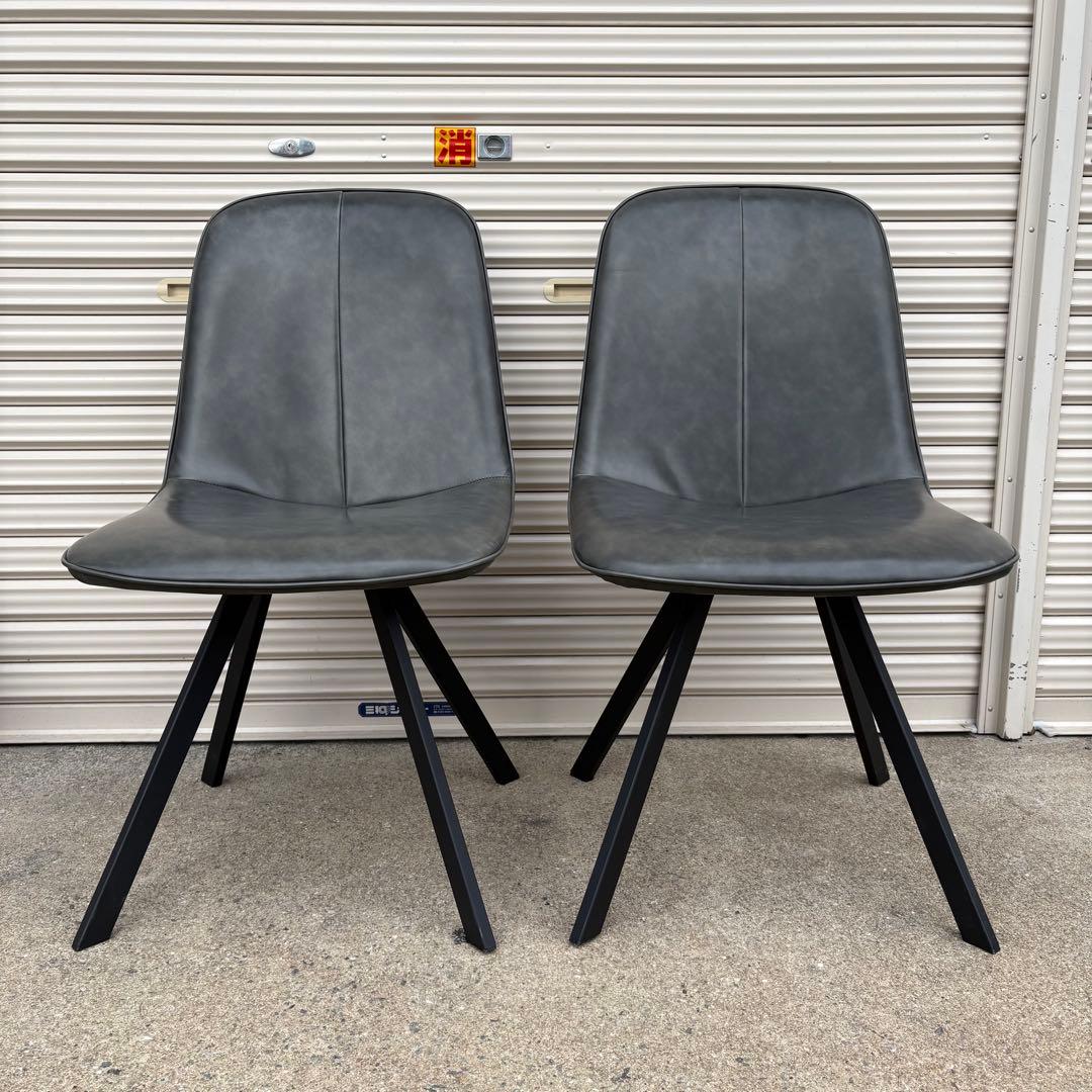 美品 ニトリ ダイニングチェア モラド DGY ダークグレー 2脚セット②
