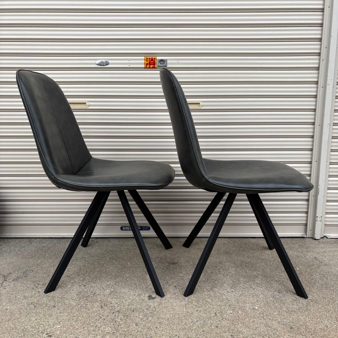 美品 ニトリ ダイニングチェア モラド DGY ダークグレー 2脚セット②