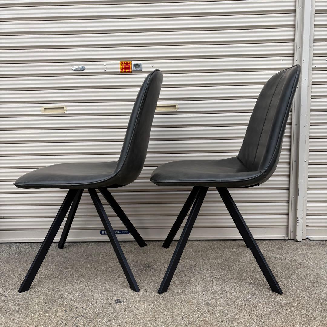 美品 ニトリ ダイニングチェア モラド DGY ダークグレー 2脚セット②