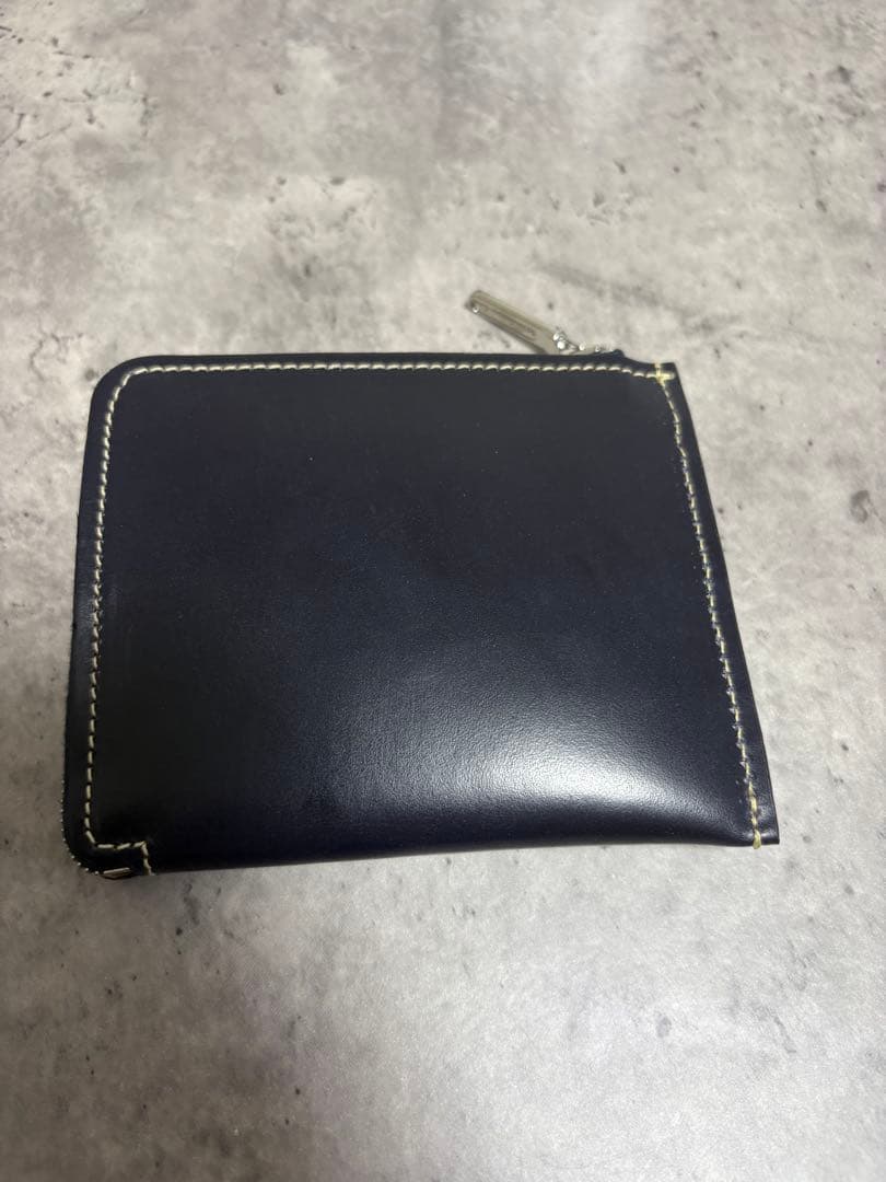 ネイビー レザー ジップウォレット